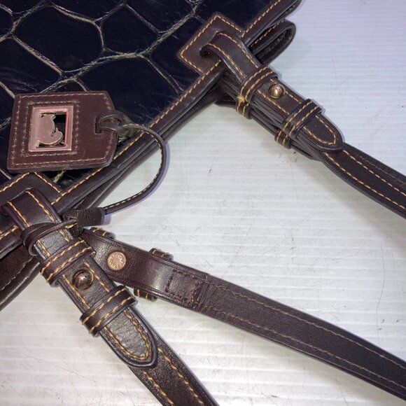 DOONEY & BOURKE Black Croc Embossed Leather Tote Bag w/Clutch and Keychain - Picture 6 of 16